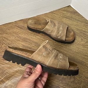 Naot Tan Beige Slides EU 38 Platform Sandals Size 7